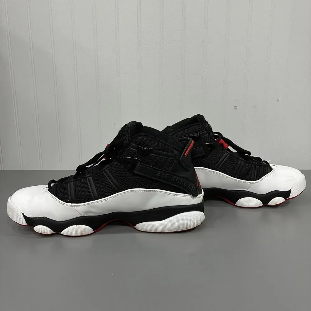 Nike Air Jordan 6 Rings Men's 10.5 Patent Bred Black Red White Shoes 322992-067